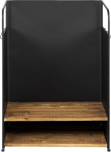 MyGift Deluxe Matte Black Metal Golf Bag Organizer with 2 Tier Burnt Wood Shelf for 2 Golf Bags, Shoes, Equipment and Hooks for Hat and Towels in Saudi Arabia