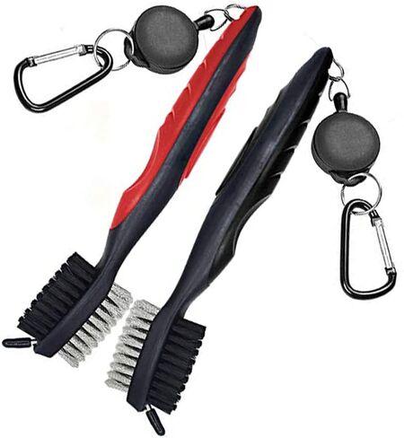 2 حزمة من فرش نادي الجولف، منظفات نادي الجولف، فرش مزدوجة الشعيرات مع سحاب قابل للسحب وحلقة تسلق لتنظيف أحذية الجولف وكرة الجولف ونادي الجولف in Kuwait