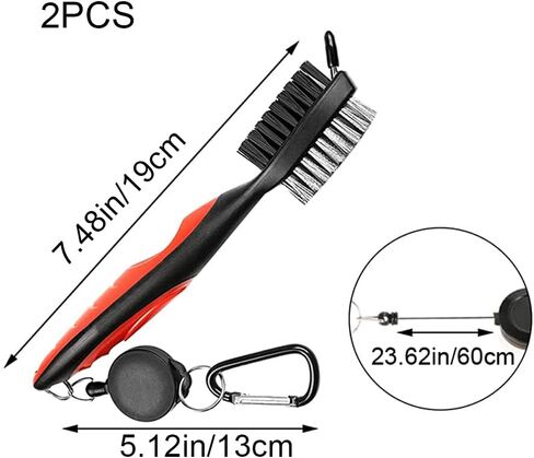 2 حزمة من فرش نادي الجولف، منظفات نادي الجولف، فرش مزدوجة الشعيرات مع سحاب قابل للسحب وحلقة تسلق لتنظيف أحذية الجولف وكرة الجولف ونادي الجولف in Kuwait