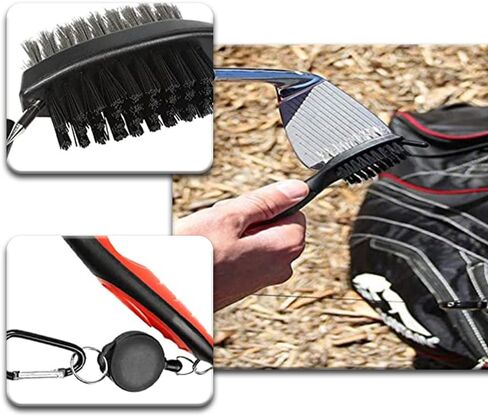 2 حزمة من فرش نادي الجولف، منظفات نادي الجولف، فرش مزدوجة الشعيرات مع سحاب قابل للسحب وحلقة تسلق لتنظيف أحذية الجولف وكرة الجولف ونادي الجولف in Kuwait