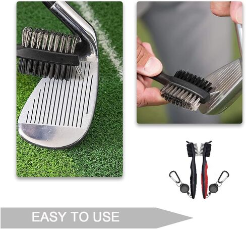 2 حزمة من فرش نادي الجولف، منظفات نادي الجولف، فرش مزدوجة الشعيرات مع سحاب قابل للسحب وحلقة تسلق لتنظيف أحذية الجولف وكرة الجولف ونادي الجولف in Kuwait