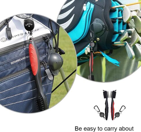 2 حزمة من فرش نادي الجولف، منظفات نادي الجولف، فرش مزدوجة الشعيرات مع سحاب قابل للسحب وحلقة تسلق لتنظيف أحذية الجولف وكرة الجولف ونادي الجولف in Kuwait