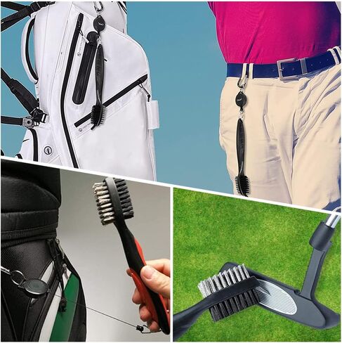 2 حزمة من فرش نادي الجولف، منظفات نادي الجولف، فرش مزدوجة الشعيرات مع سحاب قابل للسحب وحلقة تسلق لتنظيف أحذية الجولف وكرة الجولف ونادي الجولف in Kuwait