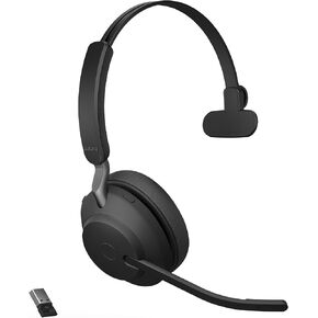 Jabra Evolve2 65 UC Wireless Headset with Link380a, Mono, Black – Wireless Bluetooth Headset for Calls and Music, 37 Hours of Battery Life, Passive Noise Cancelling Headphones (Renewed)