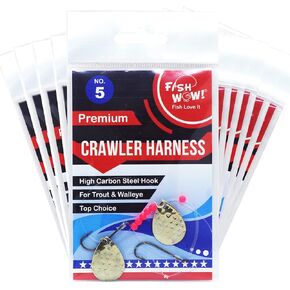 10pks Fish WOW!® 2-Hook Crawler Harness Walleye Spinner Rig #5