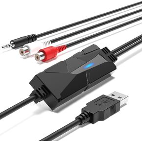 DigitalLife USB A Audio Capture Card, Analog to Digital Converter with RCA & 3.5mm Inputs, Transfer Cassette Tapes & Other Audio Devices to MP3, Compatible with Windows 11, macOS & Linux