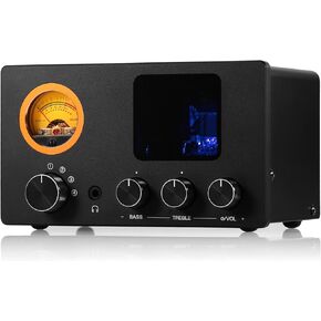 ​Douk Audio Vacuum Tube Preamp: Headphone Amp with VU Meter, 4-Way RCA Selector Switch Box, Preamplifier with Tone Control for​ Receivers, Amplifiers, Speakers, 16-600Ω Headphones (TUBE-T5C)