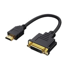 مطلي بـ HDMI إلى DVI Cable M/F ذكر- محول فيديو أنثى سلك HDMI إلى DVI-I 24+5 محول فيديو كابل Cordfor HDTV LCD DVD PC