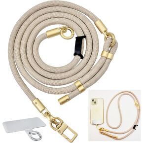 Crossbody Phone Strap, 3 in 1 Detachable Anti Theft Phone Lanyard Cross Body |Wrist Strap & Neck Lanyard with Tether Tab for Women and Men (Apricot)
