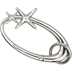 Star Carabiner Y2K Keychain Belt Loop Accessory Belt Carabiner, Star Silver Ellipse Keychain, Matte Chrome Karibiner for Men and Women