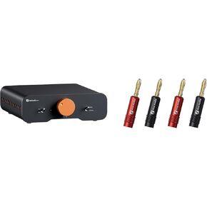 Fosi Audio Banana Plugs for Speaker Wire and Fosi Audio ZA3 Balanced Stereo Amplifier Home Audio Component Mini 2 Channel Mono Amp