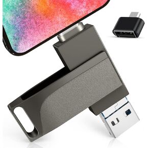512GB Photo Stick USB Flash Drive, 4-in-1 Memory Stick for Photos and Videos, Compatible with iPhone/iPad/Android/PC (Black, UD30C-A)