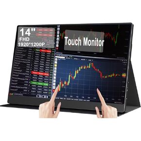 14" Touch Portable Travel Monitor : 1920 * 1200P IPS/HDR Laptop Screen Extender for Gaming and Computer Display，Compatible with Laptop PC Phone PS4/PS5 Switch