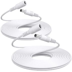 2 Pack 6ft/2M DC Power Extension Cable ، Universal DC 12V 2.1mm × 5.5 مم سلك التمديد للكاميرا الأمراض CCTV IP DVR شريط LED والمزيد (أبيض)