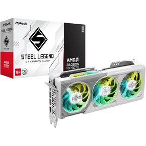 ASRock AMD Radeon RX 9070 Steel Legend 16GB OC GPU 2700 MHz 20 Gbps GDDR6 256Bit (3rd Gen RT 2nd Gen AI Accelerators) PCIe5.0 2x8-pin Triple Fan Graphics Card 700W Air Deflecting HDMI DisplayPort