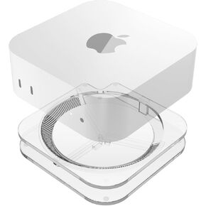 Mac mini M4 Stand with Built-in Air Filter - Clear Acrylic Desktop Mount Holder for 2024 Mac mini M4/M4 Pro | Easy Power Button Access, Enhanced Airflow & Dustproof Ventilation System