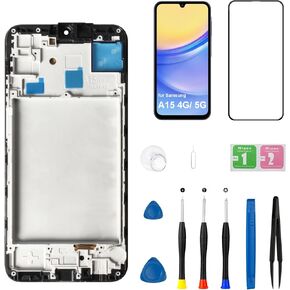 for Samsung Galaxy A15 4G/ 5G Screen Replacement A156u A156m A156f S156vl LCD Frame Display Touch Digitizer Assembly with Repair Tool Kits 6.6 inch Black