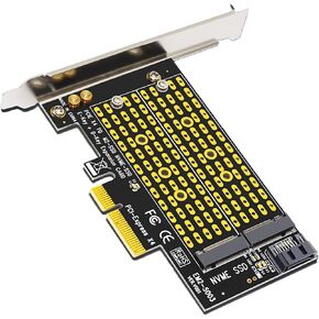 Dracaena.io Dual M.2 SSD to PCI-Express 3.0 X4 Adapter Expansion Card for PCIe NVMe SATA M2 NGFF SSD 2230 2242 2260 2280
