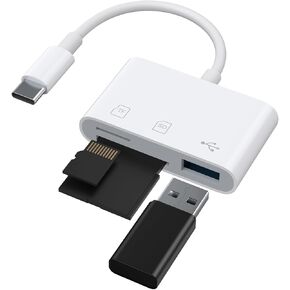 Vanjua USB-C SD/TF/USB 2.0 Memory Card Reader for iPone 16/15 Pro Max Plus, 3 in 1 USB C Adapter for Samsung Galaxy S25/S24/S23, Android, Camera, PC, Laptop