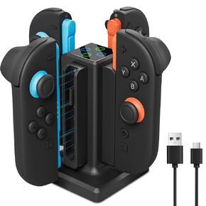 FANPL 4 in 1 Switch 2 Joycon Controller Charging Dock Station, Fast Charger Holder for Nintendo joy con 2 with Type C Charging Cable