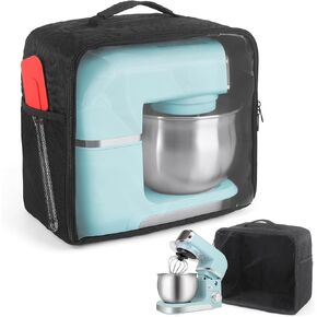Stand Mixer Cover Compatible with Kitchen in the Box, Appliance Covers for Kitchen Counter for 3.2Quart Bowl Lift, Food Processor Cover, Zipper Pocket for Various Kitchen Appliance Accessories Black