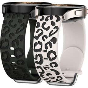 Leopard Engraved Band Compatible for Samsung Galaxy Watch 7, FE, 6, 5, 4 40mm 44mm, Soft Silicone Replacement Wristband for Galaxy Watch 6 Classic, 4 Classic, 5 Pro, 2-PACK