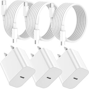 iPhone 16 15 Charger Fast Charging, 3 Pack 20W USB C Charger Block with 6FT Type C Cable, USB C Wall Plug for iPhone 16/15/16 Plus/16 Pro/16 Pro Max/15 Plus/15 Pro/15 Pro Max