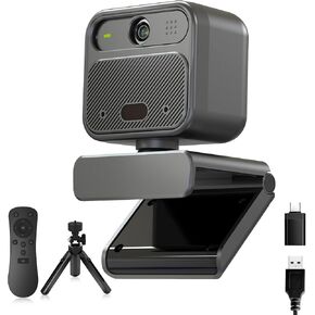 4K Webcam with 2 Microphone, Wide Angle PC Cameras with Mirror & Flip Funtion, Remote, Precise Focus, Privacy Cover, Tripod, Great for Computer, Zoom, OBS, Teams, Laptop, Personal Video Calling
