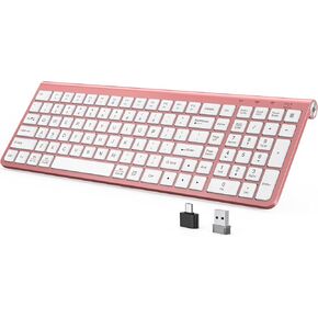 JOYACCESS Wireless Keyboard,Ergonomic Computer Keyboard,Silent Compact Cordless,Low Profile with Numeric Pad for Mac/Windows/PC/Desktop/Laptop-Purple Blue