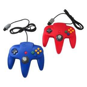 Artmavin for N64 Controller Set Compatible for N64 Console, Includes 2 Controllers for Classic Gaming Fun - Red and Blue