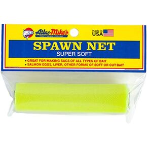 Atlas Mike's Super Soft Spawn Net - Premium Fishing Bait Holder for Salmon Eggs, Liver, Cut Bait, Roe Sacks - Durable Nylon Mesh, Easy-Tie Design, USA-Made Quality - 4" x 16" Roll - Chartruese