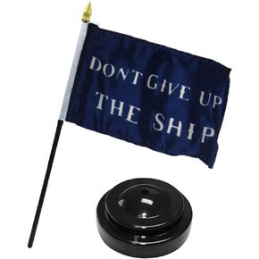 Deluxe Historical Commodore Perry Don't Give Up The Flag 4"x6" Desk Set Base