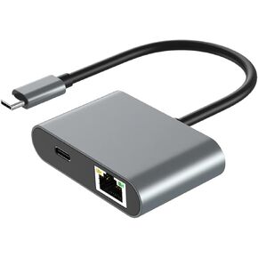 1000Mbps 2 USB Ports Gigabit Ethernet, Type-C to RJ45 Network LAN Adapter for laptops