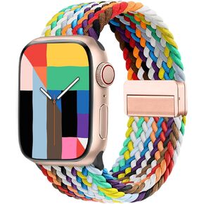 Zedoli Magnetic Braided Solo Loop Compatible with Apple Watch Band 38mm 40mm 41mm 42mm 44mm 45mm 46mm 49mm, Stretchy Nylon Elastic Sport Strap for iWatch Series 10 9 8 7 6 5 4 3 2 1 SE Ultra Ultra 2