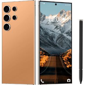 I24 Ultra Unlocked Phone 12+512GB,Built in Pen the Phone,Smartphone Battery 6800mAh 6.82" HD Screen,Android 14.0 with 128GB Memory Card cell phone,Face ID/5G/Fingerprint Lock/GPS (Orange, 12+512)