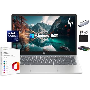 HP Laptop Computer 2025 Portable Slim, 14" HD Display, 8-Core Intel Core i3, 16GB RAM, 1TB Storage (500GB SSD + 500GB Ext), Wi-Fi 6, Long Battery, MarxsolAccessory, Win 11 Pro Lifetime Office 2024