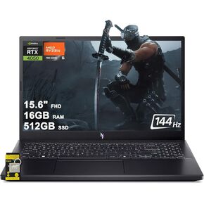 acer Nitro V 15 Gaming Laptop 15.6" FHD IPS 144Hz AMD 6-core Ryzen 5 7535HS 16GB RAM 512GB SSD GeForce RTX 4050 Backlit USB-C Win11 w/ICP Hub
