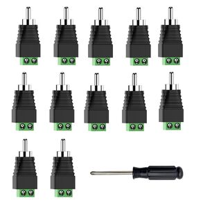 PANPEO RCA to Speaker Wire Adapter, Phono RCA Male Plug Solderless Converter Audio/Video Speaker Wire Connectors Solderless Adapter - 12 Pack(Package Includes Screwdriver)