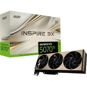 MSI Gaming RTX 5070 Ti 16G Inspire 3X OC Plus Graphics Card (16GB GDDR7, 256-bit, Extreme Performance: 2497 MHz, DisplayPort x 3 2.1a, HDMI 2.1b, NVIDIA Blackwell Architecture)