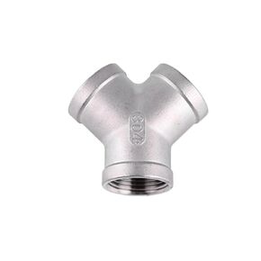 1PCS 304 Stainless Steel Y Shape 3 Ways Joint 1/4 3/8 1/2 3/4 1" 2" BSP Female/Male Thread One Split Two Way Water Pipe Fittings(R-Shape Female threa,1")