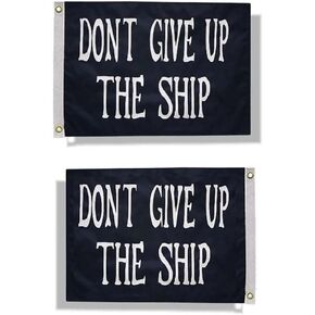 Deluxe Commodore Perry Don't Give Up the Ship Boat Double Sided print Nylon Flag By Lumaglow