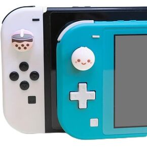 Cute Silicone Thumb Grip Caps for Switch Lite, for Switch, for Switch OLED, Cute Milk Tea Bun Joystick Protective Cover, Kawaii Silicone Joystick Cover for Switch (Milk Tea Bun)