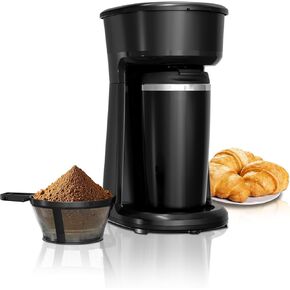 Coffee Maker, Mini Single Serve Coffee Maker Brewer Includes 14Oz, Thermal Travel Mug with Stainless Steel Interior, Reusable Filter, for Home, Travel, RV, Office and Dorm
