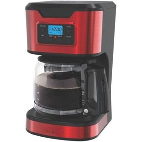 12-Cup Programmable Stainless Steel Coffee Maker with Digital Display and Auto Shut-Off – Red Drip Coffee Machine for Home and Office