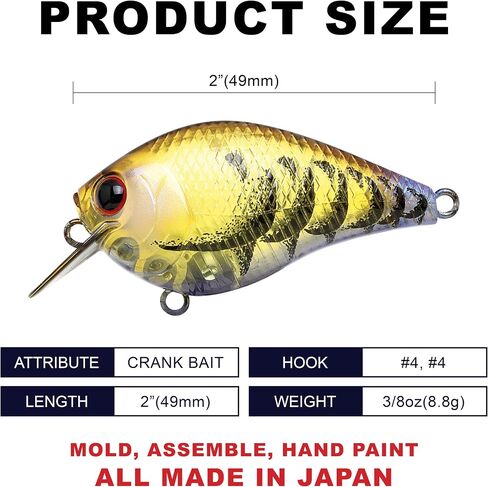 LUCKY CRAFT Fat CB BDS 1, Freshwater Bass Fishing Lure, Crank Bait, Smallmouth, Walleye, Floating, Tournament Winning, Perfect Wobbling, Squarebill, Fishing Gear, Fishing Accessories, Fishing Tackle in Saudi Arabia