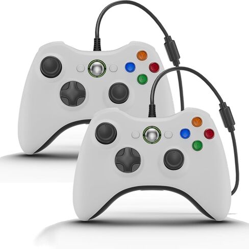 وحدة تحكم CHENGDAO PC Wired ، وحدة تحكم ألعاب الكمبيوتر الشخصي متوافقة مع Microsoft Xbox 360 & Slim/PC Windows 11/10/8/7 ، لوحة الاهتزاز المزدوجة ، تصميم مريح ، أبيض*2 2 2 in Saudi Arabia