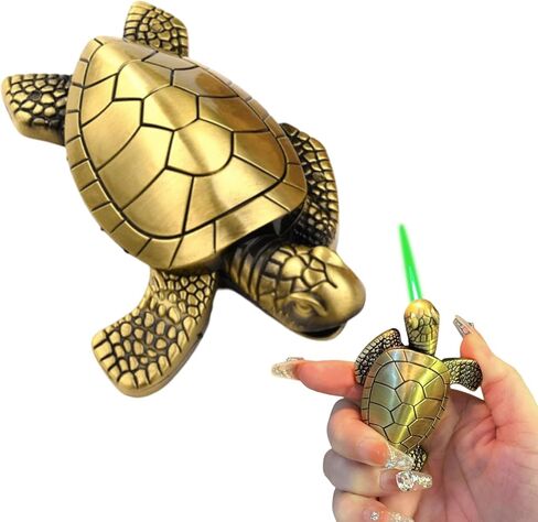 Torch Lighter, Creative Desktop Turtle Lighters, Cool Portable Windproof Adjustable Jet Green Flame Lighters, Refillable Butane for Mens Friends Gift-s (Without Butane)-Bronze Gold in Kuwait