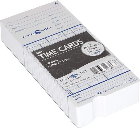 Pyramid Time Systems 42415PK5 500 Count Genuine and Authentic Time Cards for Pyramid Time Systems Models 2500, 2600 and 2650 Time Clocks in Saudi Arabia