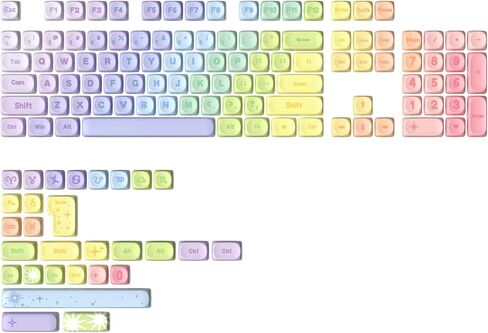YUNZII Rainbow 140 Keys MOA PBT Dye-Sub Keycaps (Rainbow, MOA Profile) in Kuwait