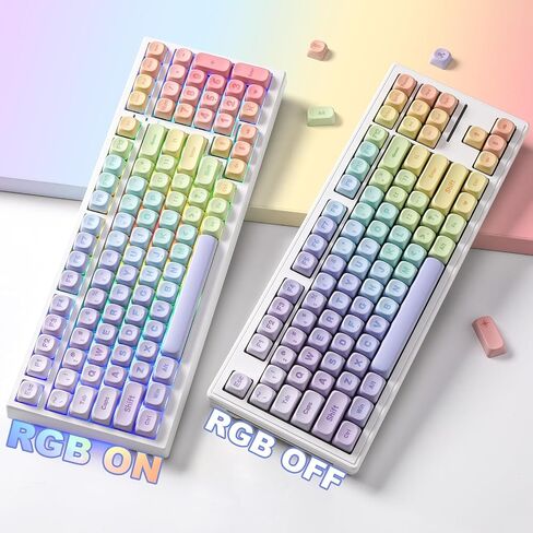 YUNZII Rainbow 140 Keys MOA PBT Dye-Sub Keycaps (Rainbow, MOA Profile) in Kuwait